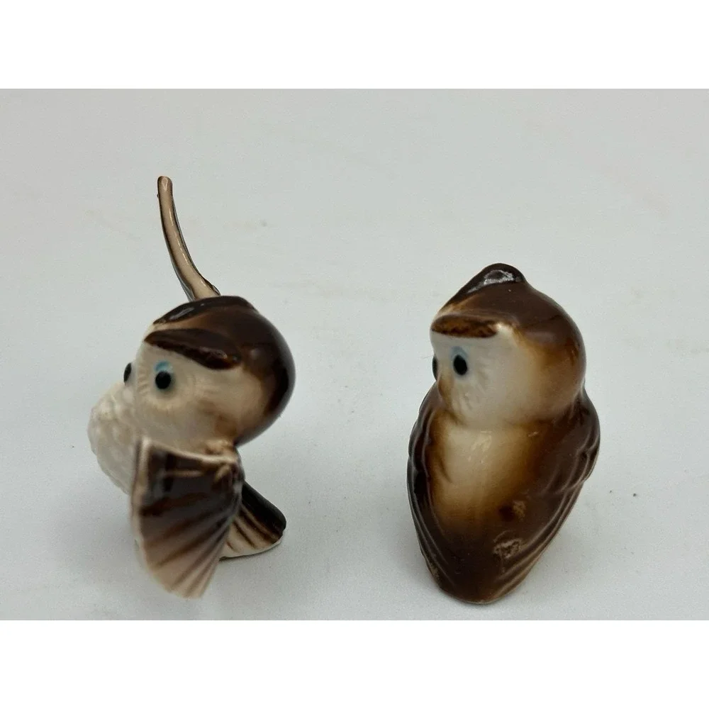 Vintage Ceramic‎ Miniature Owls  Can Be Used As Cake Toppers